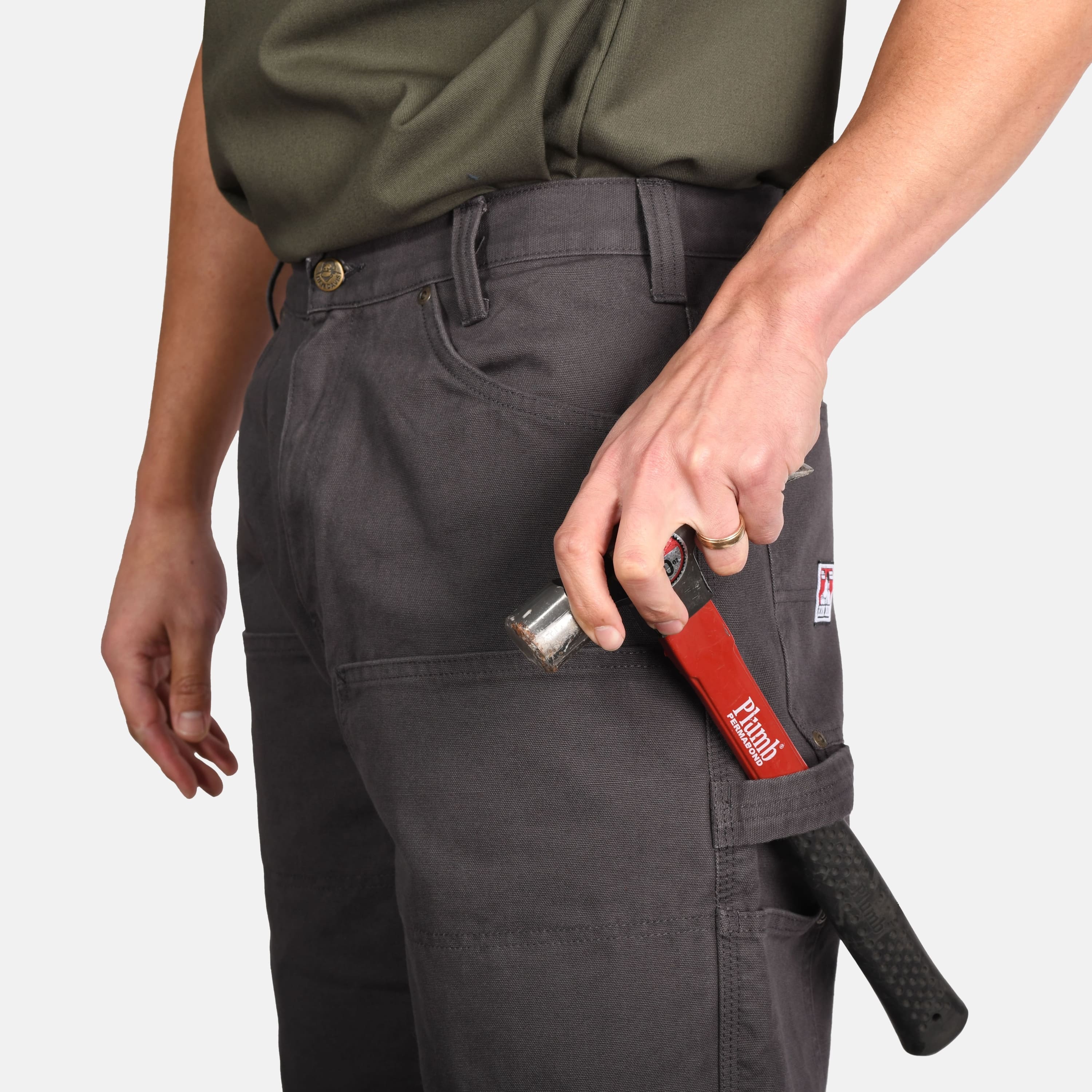 Canvas Double Knee Carpenter Pants - Olive - Image 5